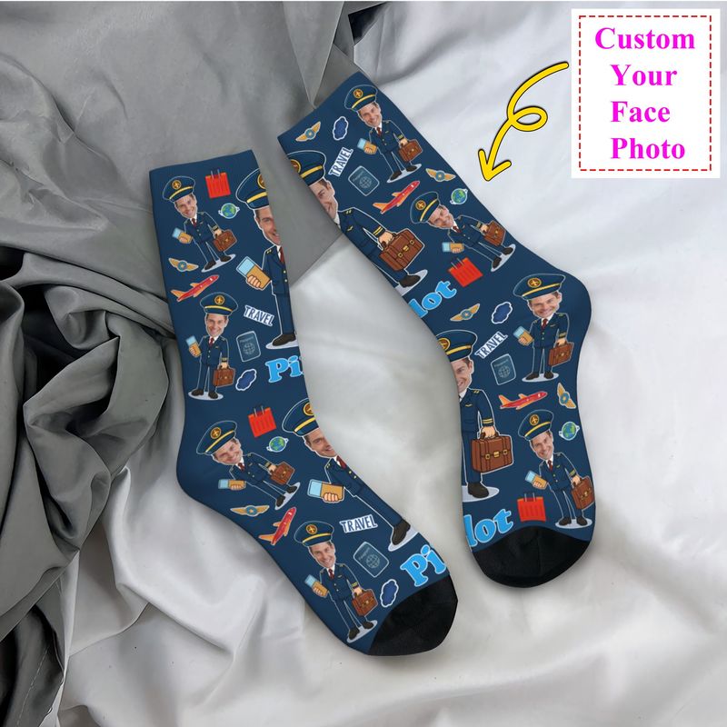 Dress Sock Men - Neuheit Herren Lustige Pilot Custom Dress
