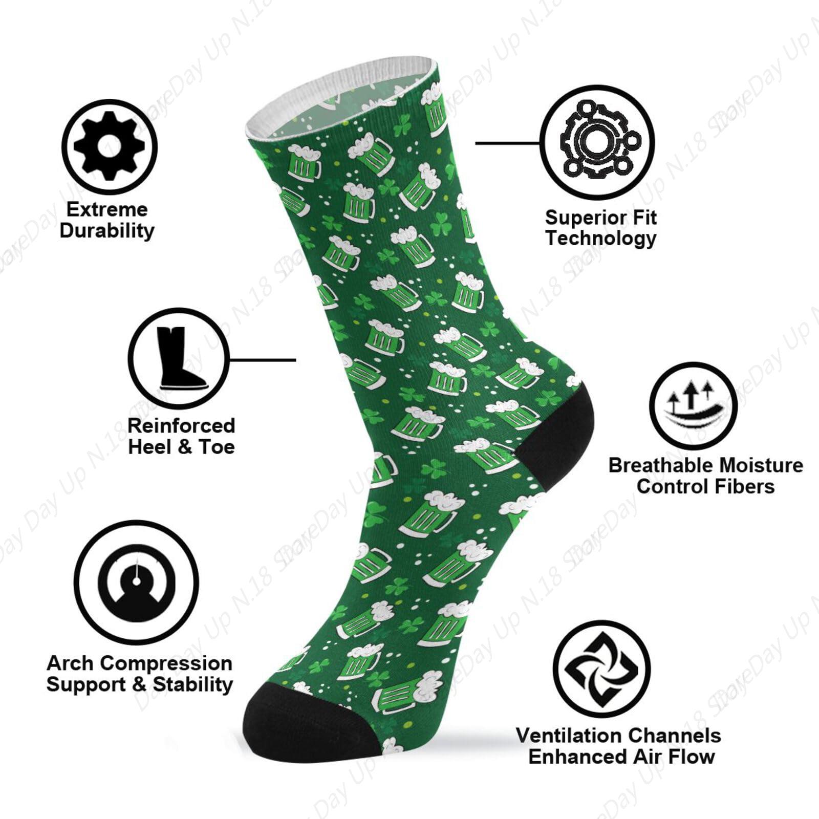 Grüne Kleeblatt-Bier-St. Patri – Cotton Crew Sock Pack Bewertung und Preis
