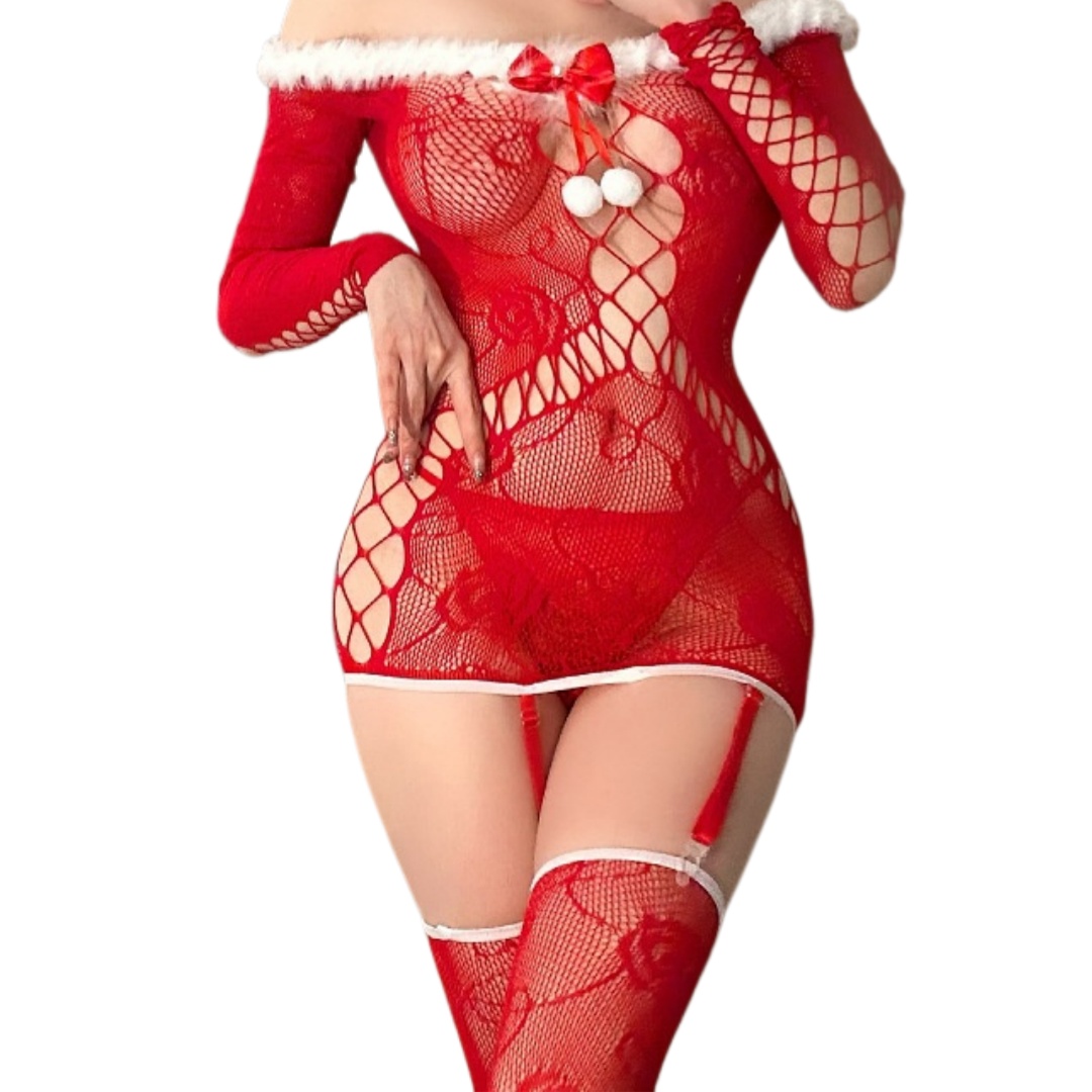 FREEAUCE Damen Weihnachts-Rot  – Fishnet Stocking Women Bewertung und Preis
